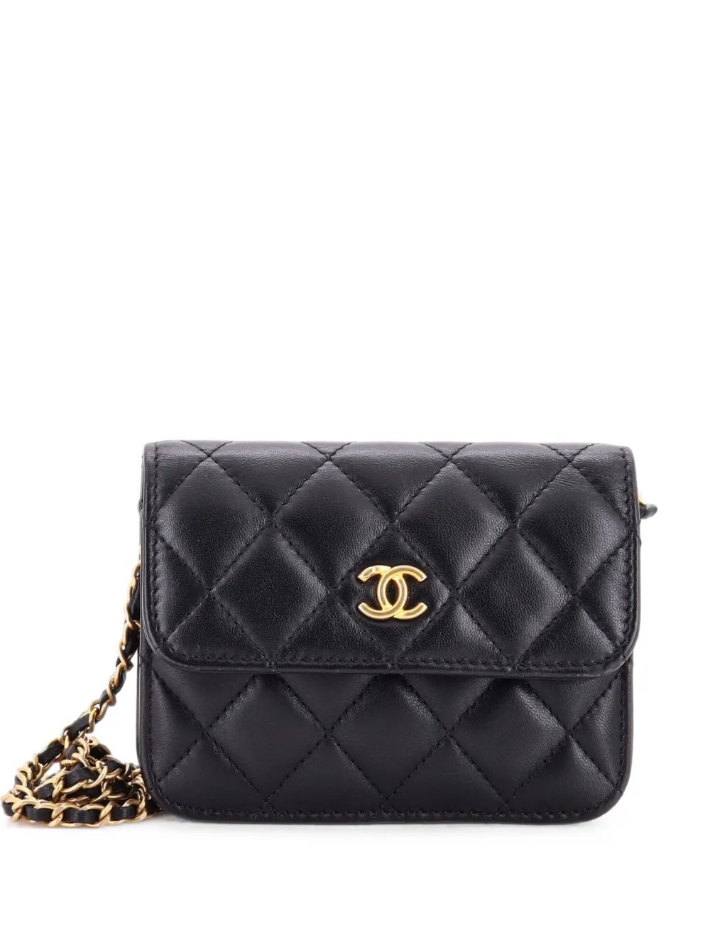 Pearl Crush Flap Clutch with Chain Quilted Lambskin Mini crossbody bag