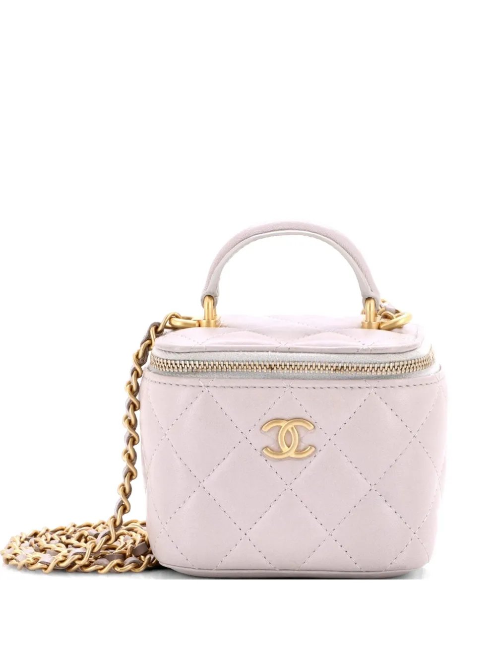 Classic Top Handle Vanity Case with Chain Quilted Lambskin Mini crossbody bag