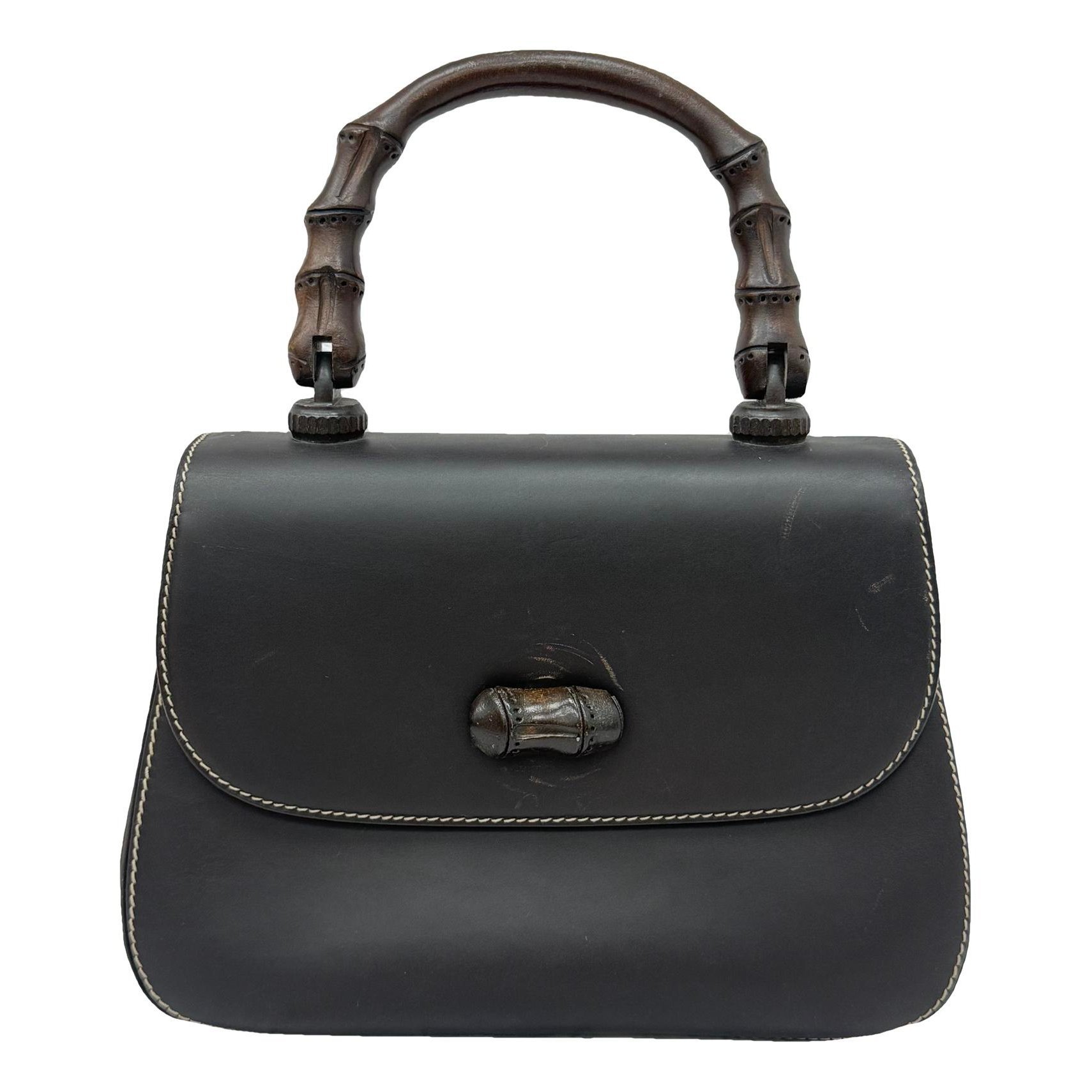 Convertible Bamboo Top Handle leather handbag