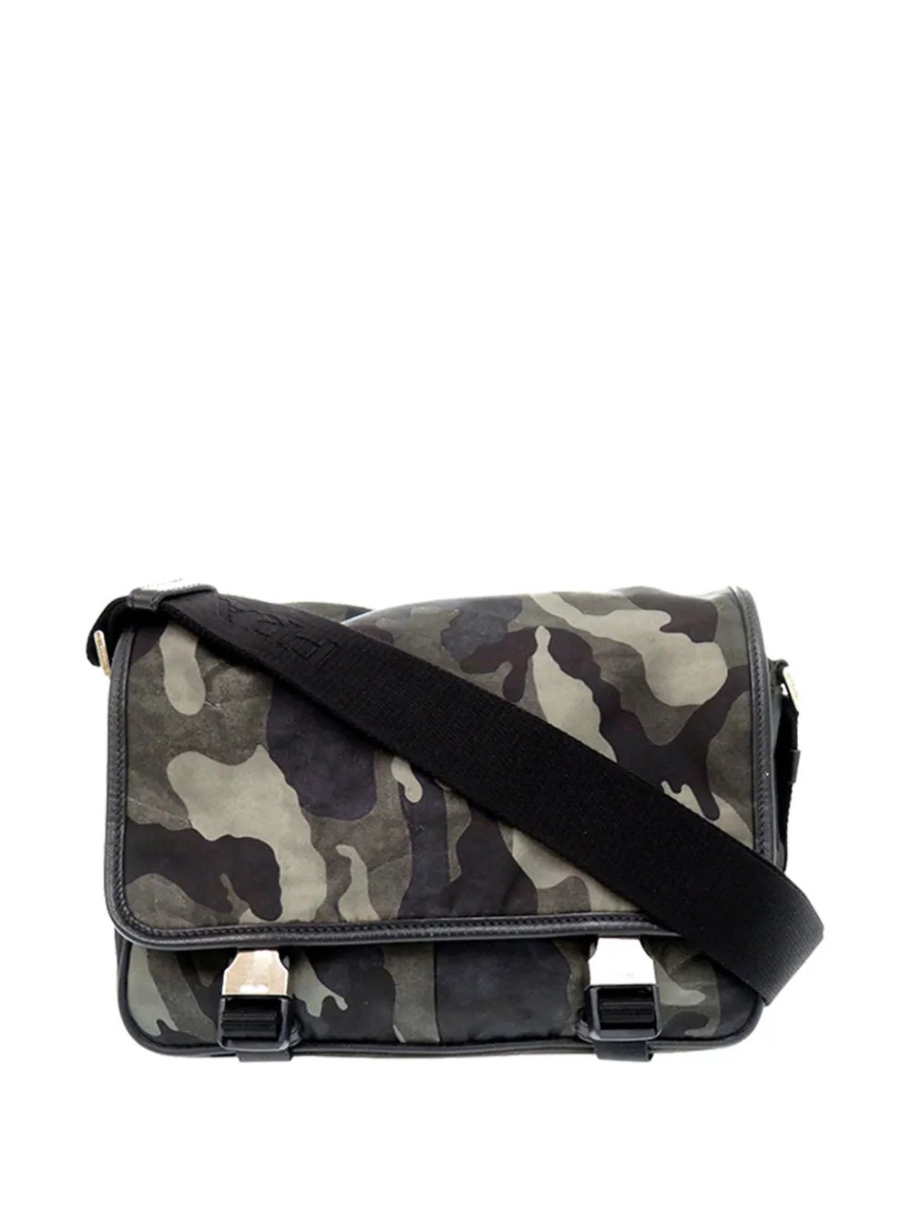 2013-2026 Saffiano Trimmed Tessuto Camouflage Double Buckle Messenger Bag crossbody bag