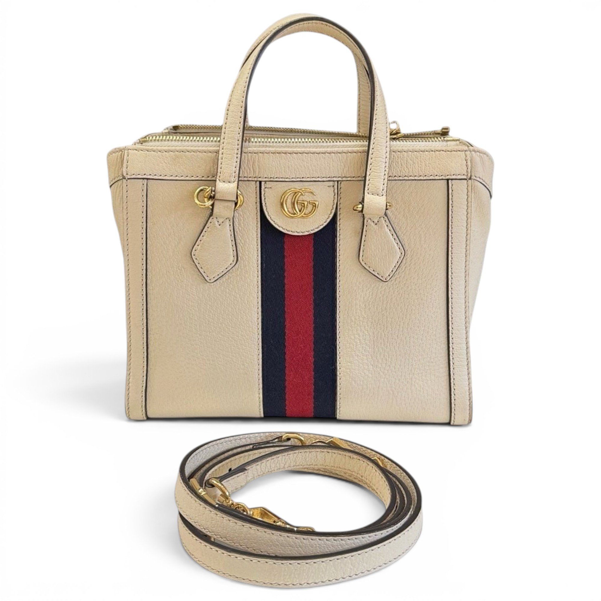 Ophidia Top Handle leather handbag