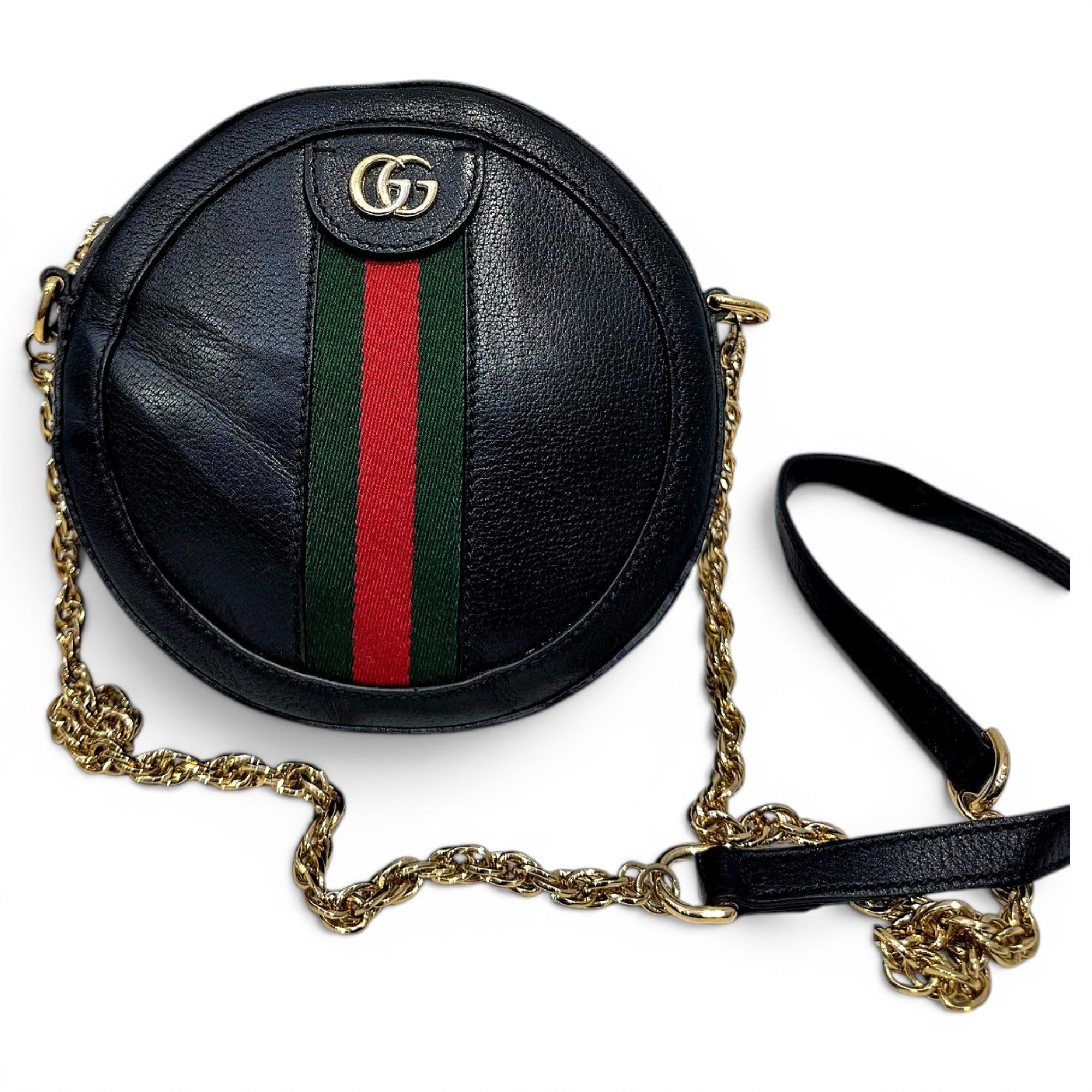 Ophidia Round leather crossbody bag