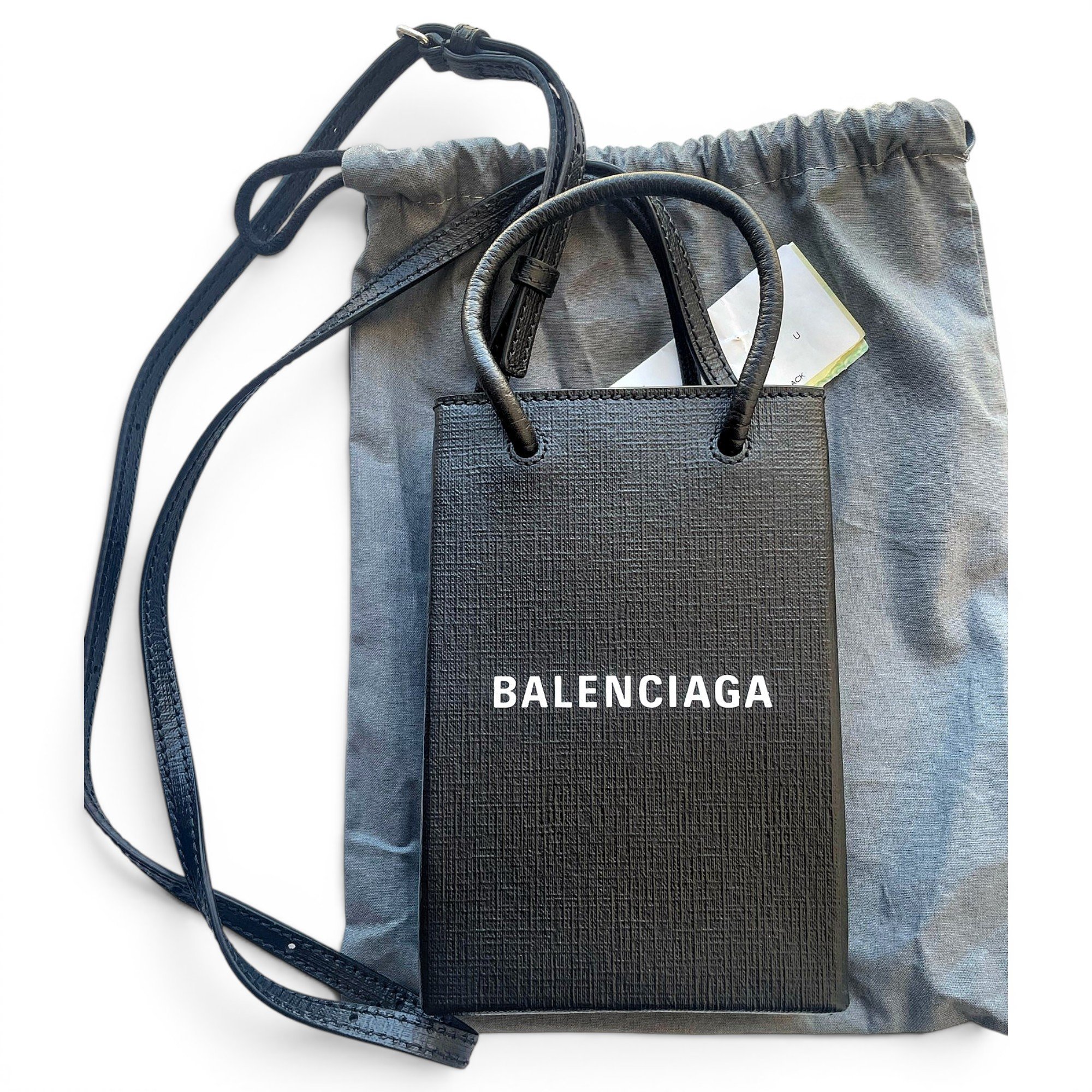 Balenciaga Shopping Phone Holder leather mini bag