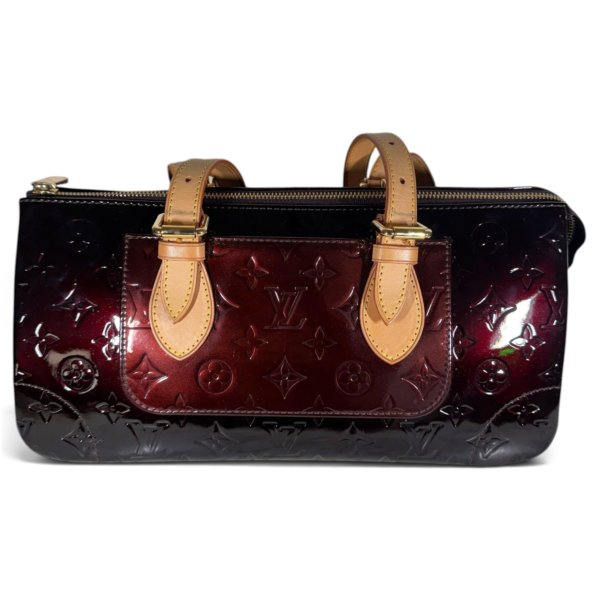 Rosewood patent leather handbag