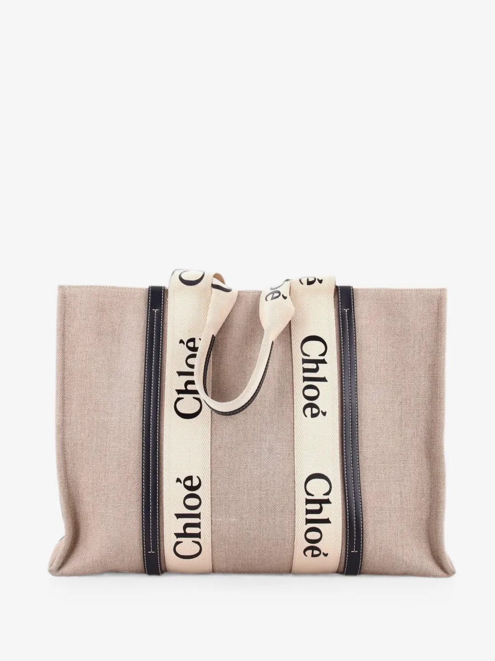 Woody Canvas with Leather Large tote bag