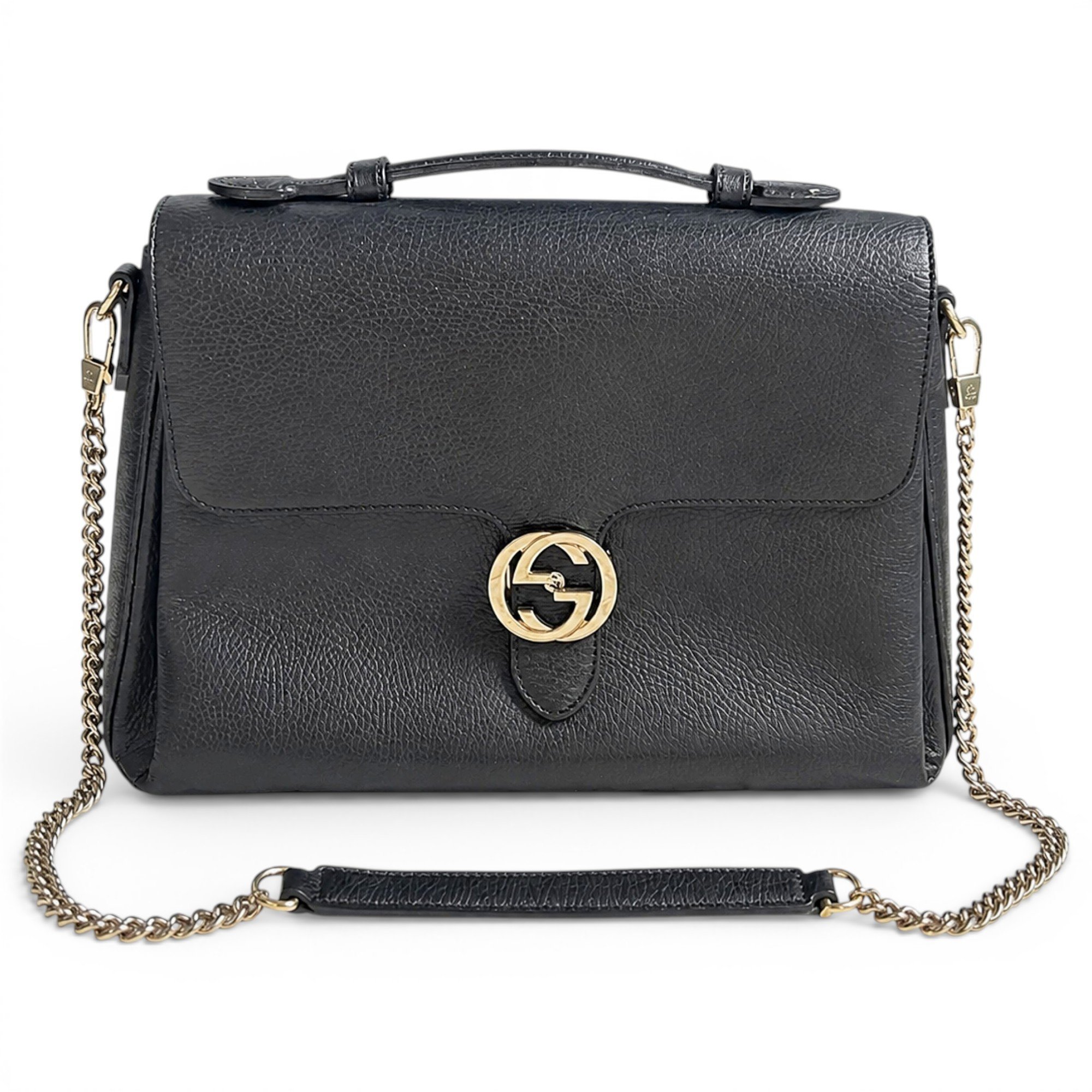Interlocking leather handbag