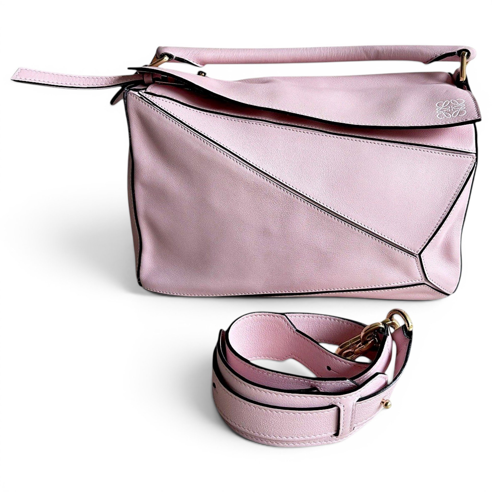 Puzzle leather handbag