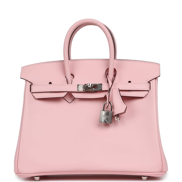 Pre-owned Hermes Birkin 25 Rose Sakura Swift Palladium Hardware