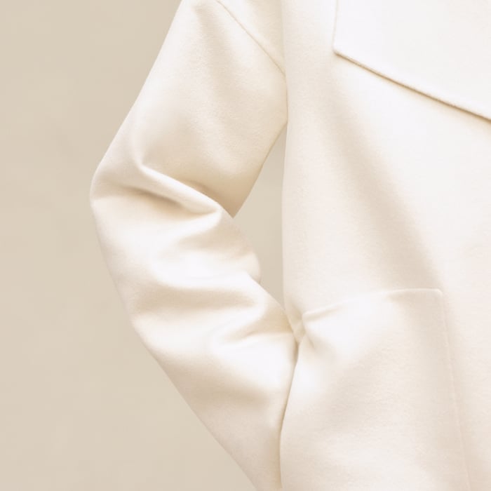 Blanc Naturel Cashmere Coat With Shawl Collar