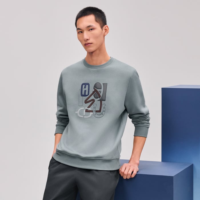 Eucalyptus "H Puzzle" Crewneck Sweater