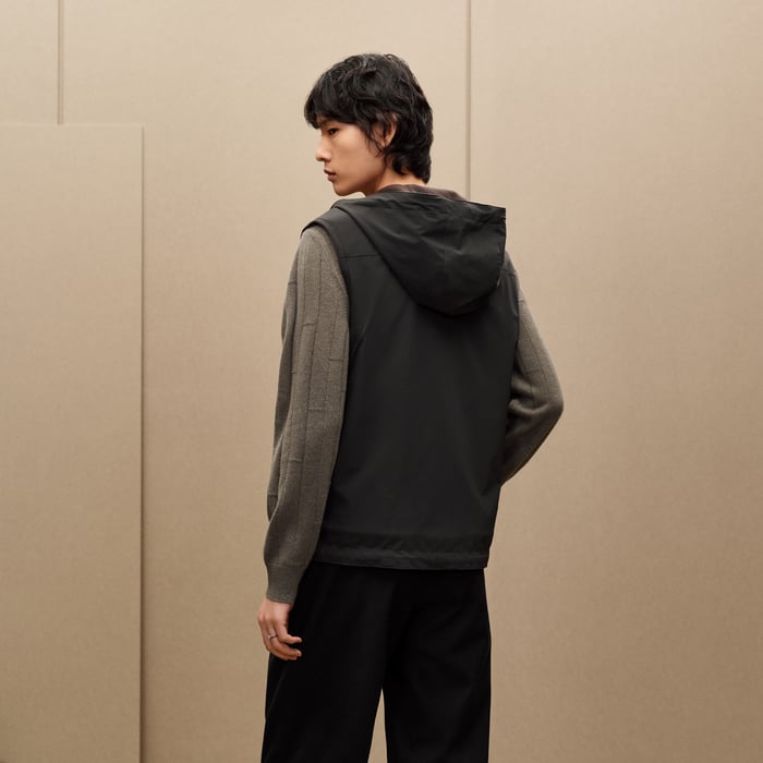 Taupe Reversible Hooded Vest