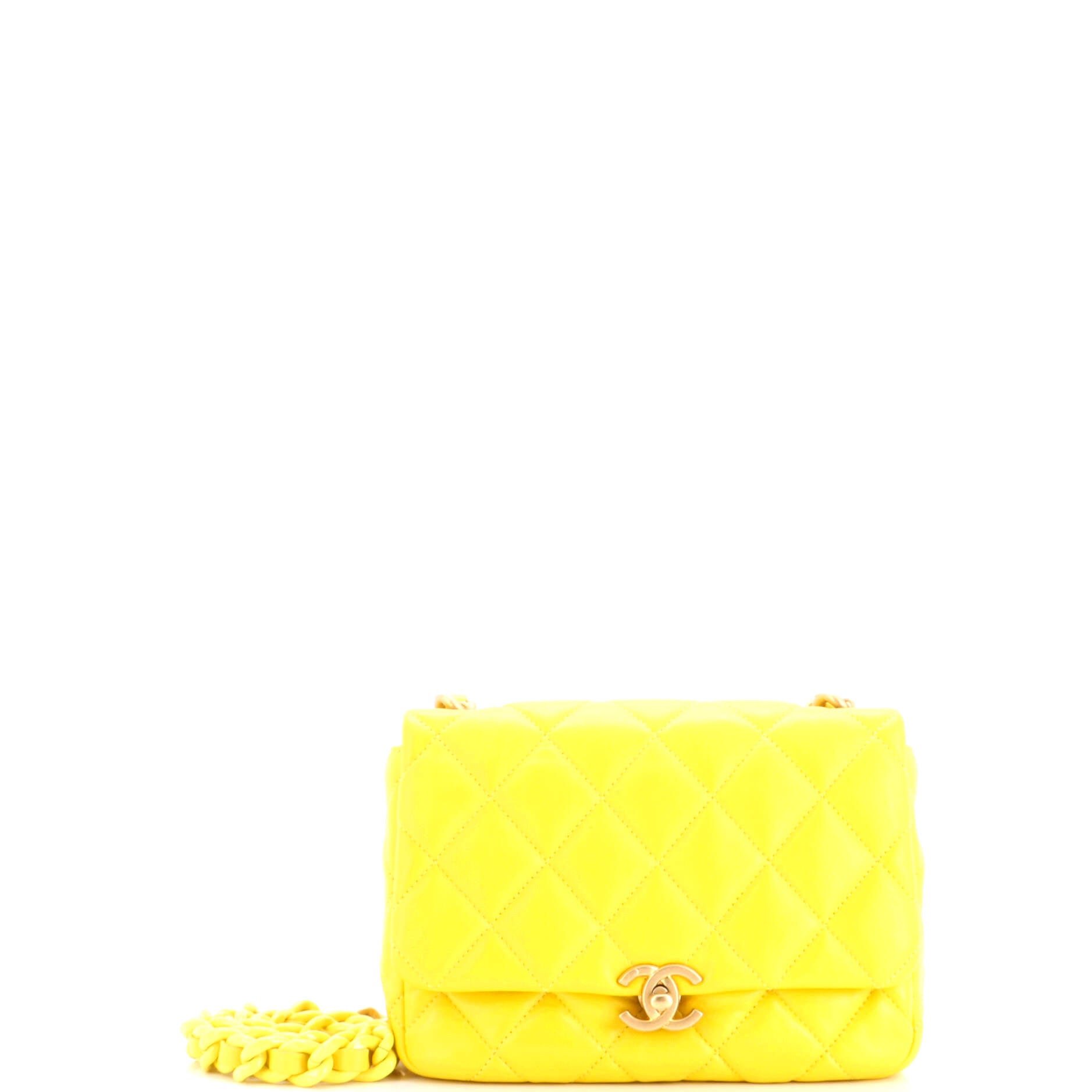 Chanel Lacquered Metal CC Flap Bag Quilted Lambskin Small