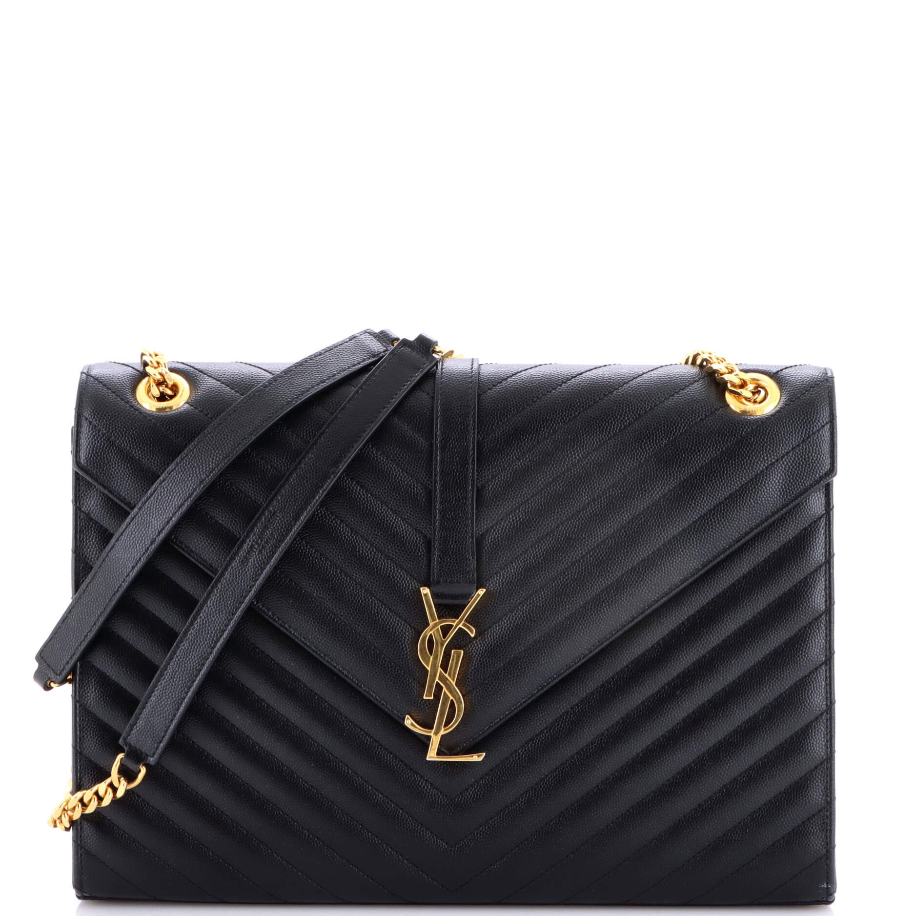 Classic Monogram Envelope Satchel Matelasse Chevron Leather Large