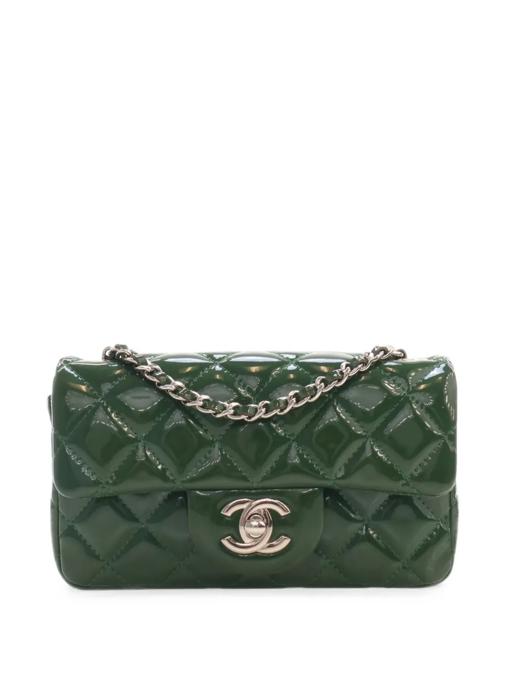 2011 Extra Mini Rectangular Classic Patent Single Flap crossbody bag