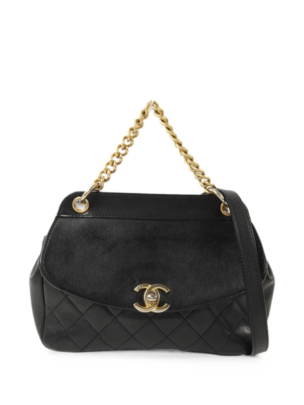 CC turn-lock chain-strap shoulder bag