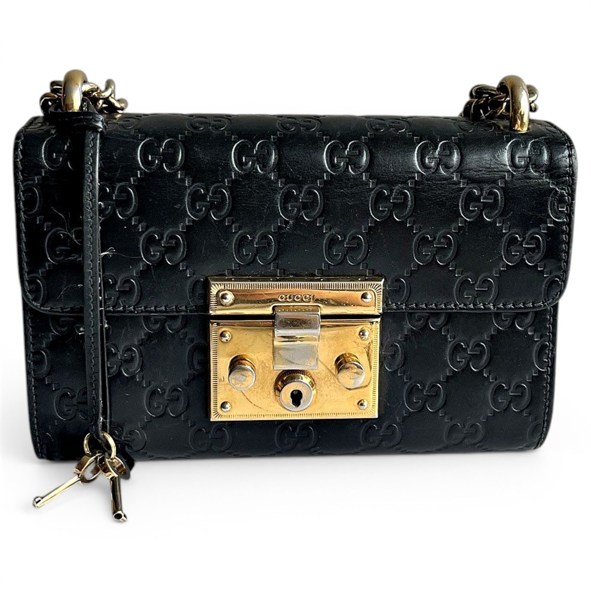 Padlock leather handbag