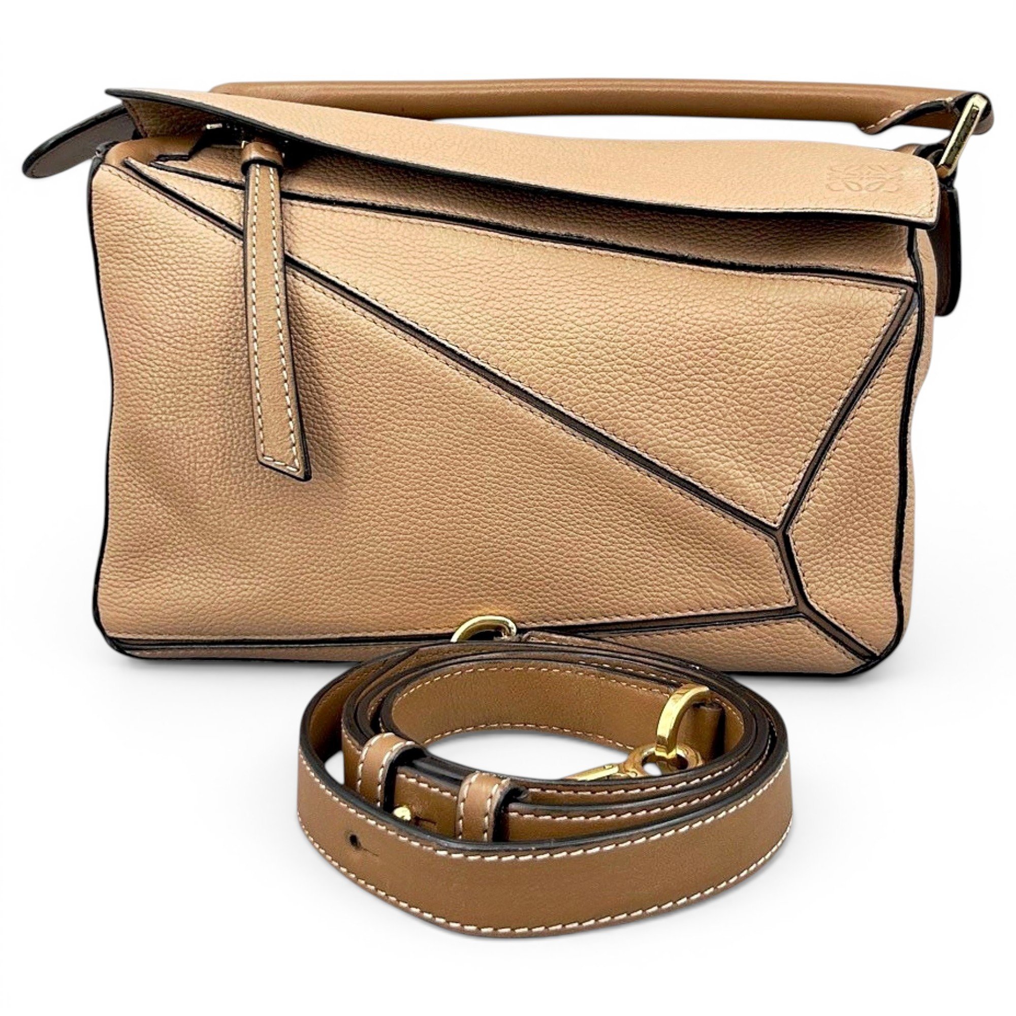 Puzzle leather handbag