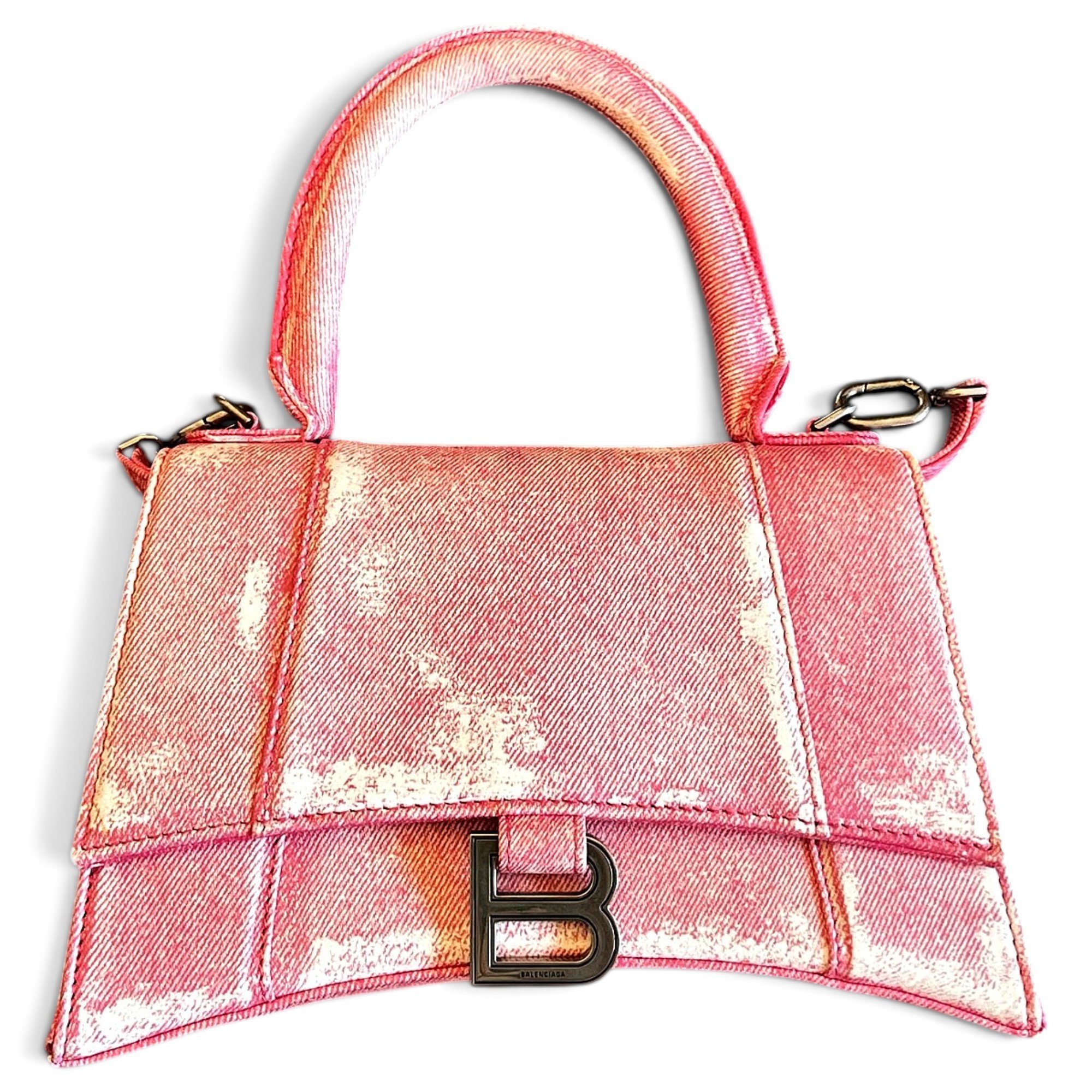 Hourglass leather handbag
