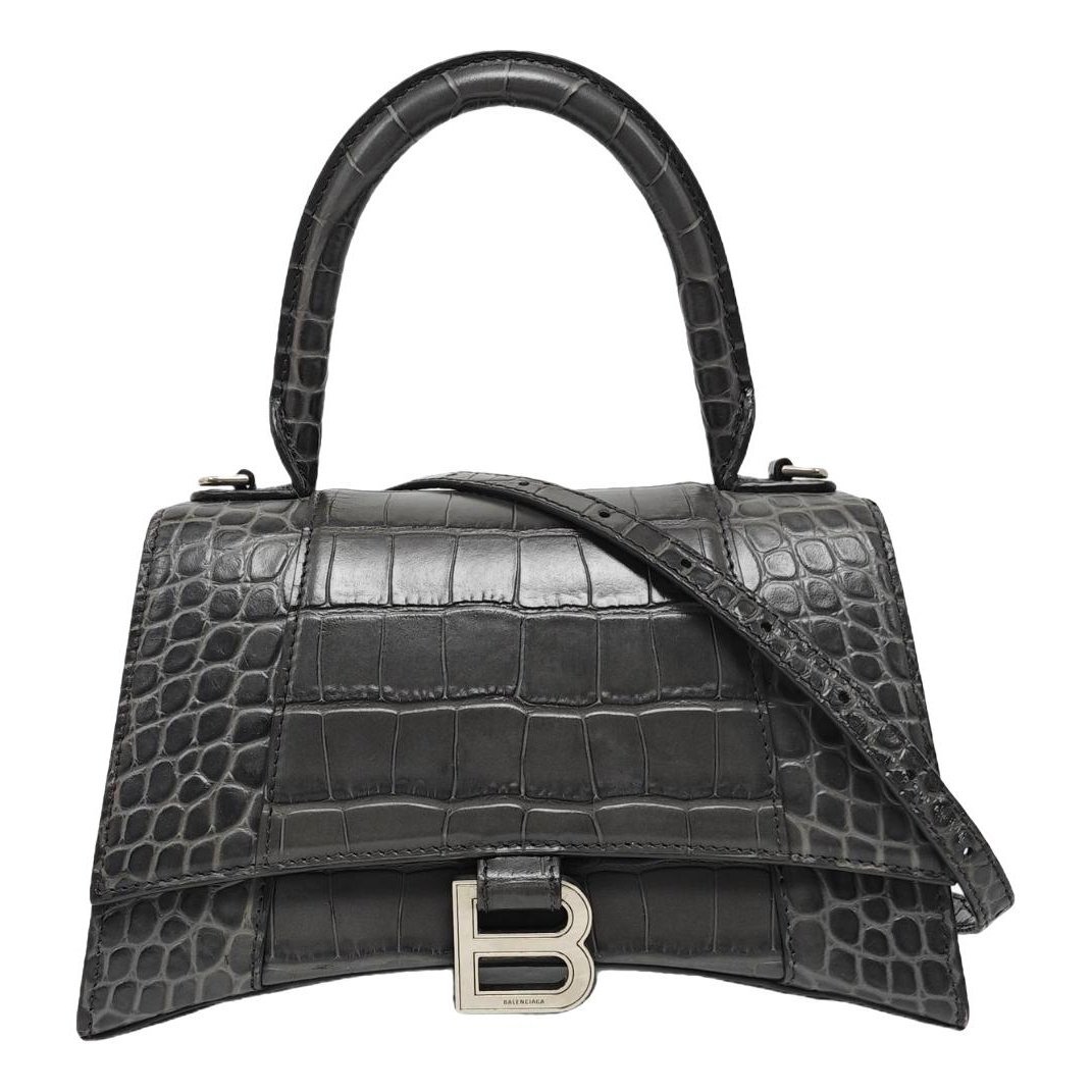 Hourglass leather handbag