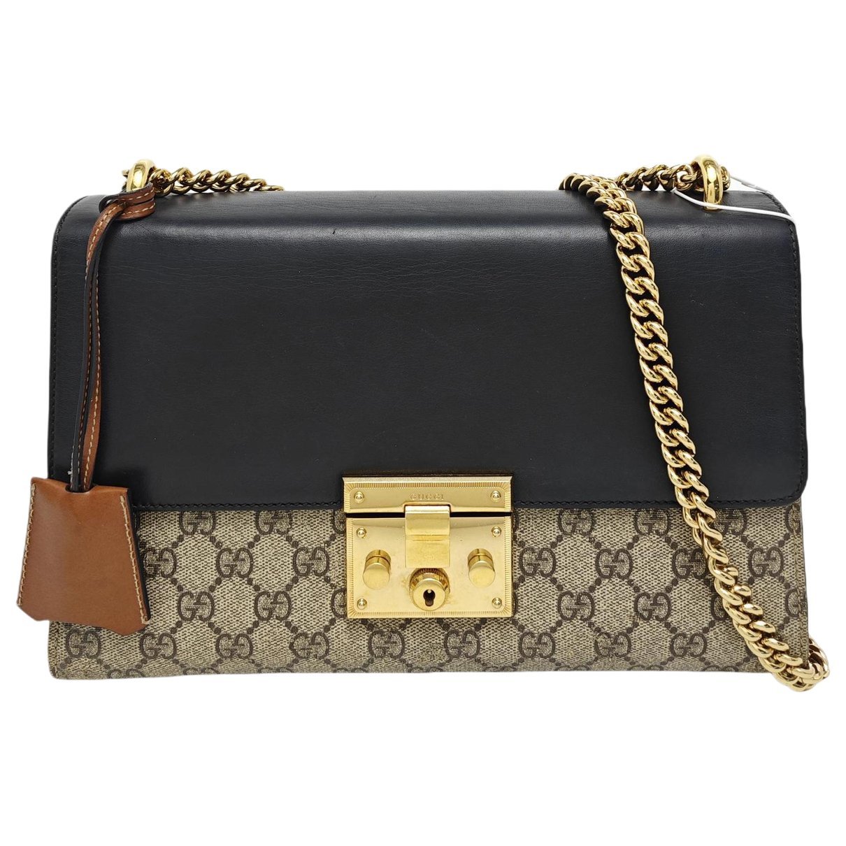 Padlock leather crossbody bag