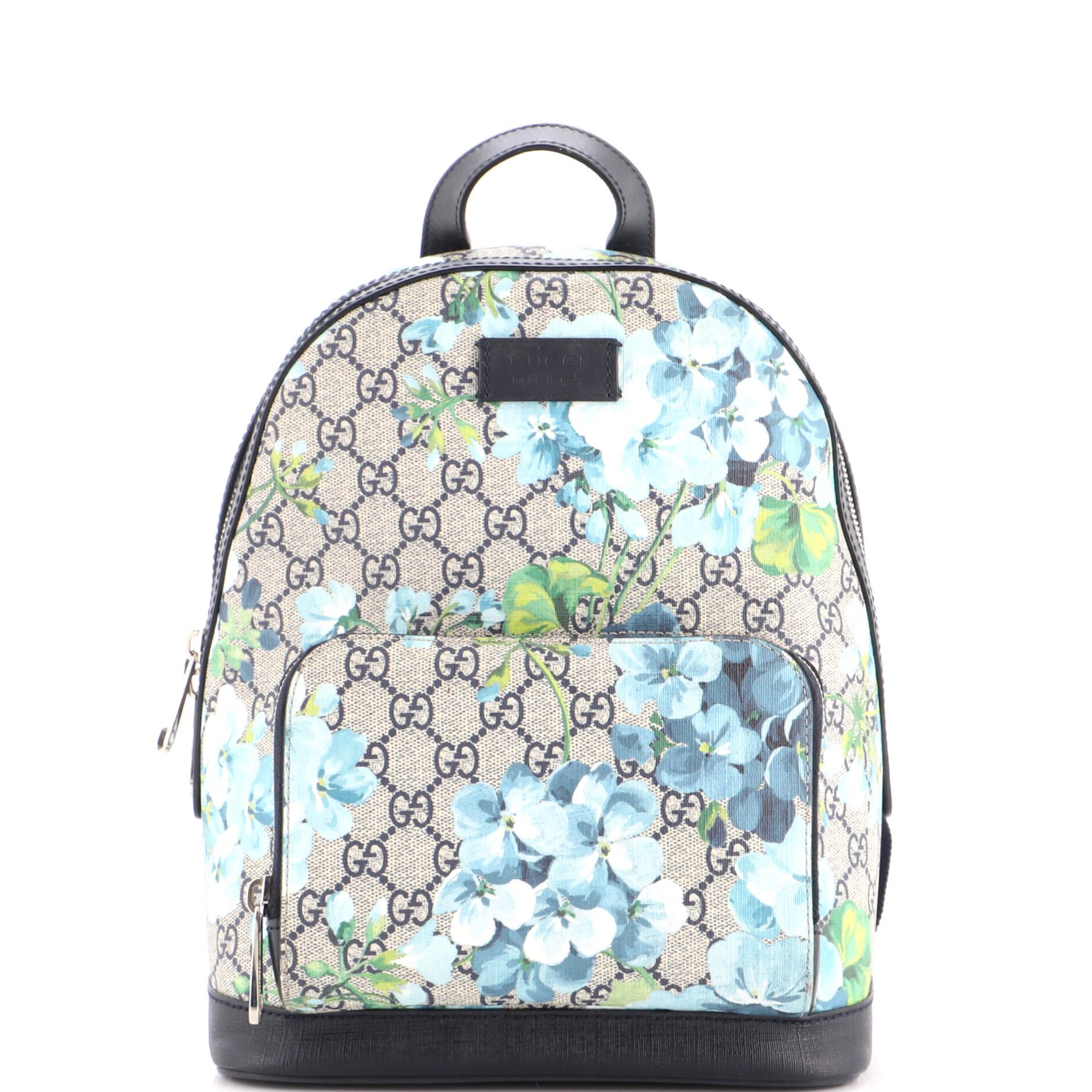 Zip Pocket Backpack Blooms Print GG Coated Canvas Small