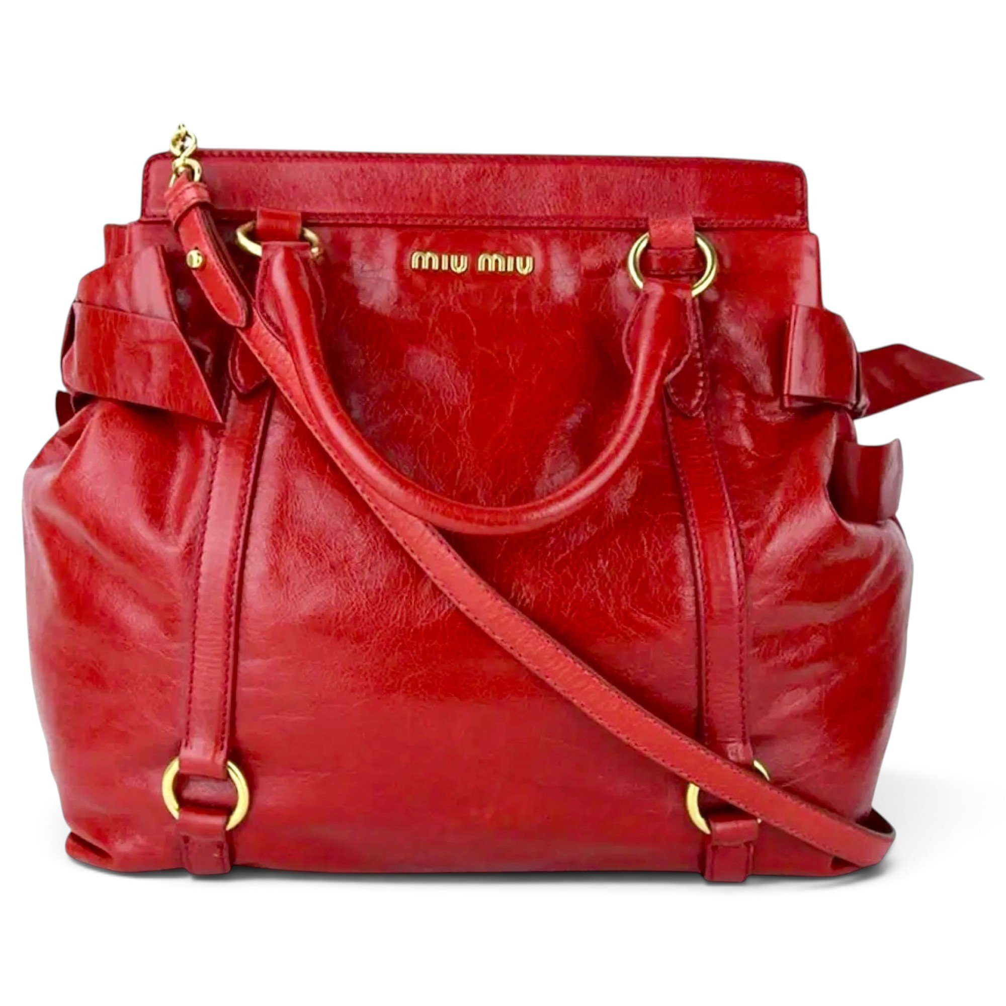 Bow bag leather handbag