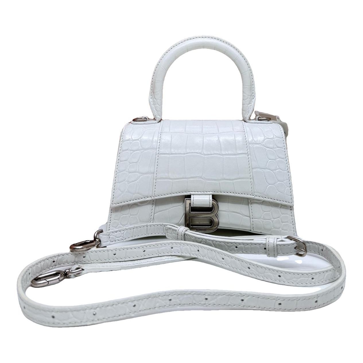 Hourglass leather handbag