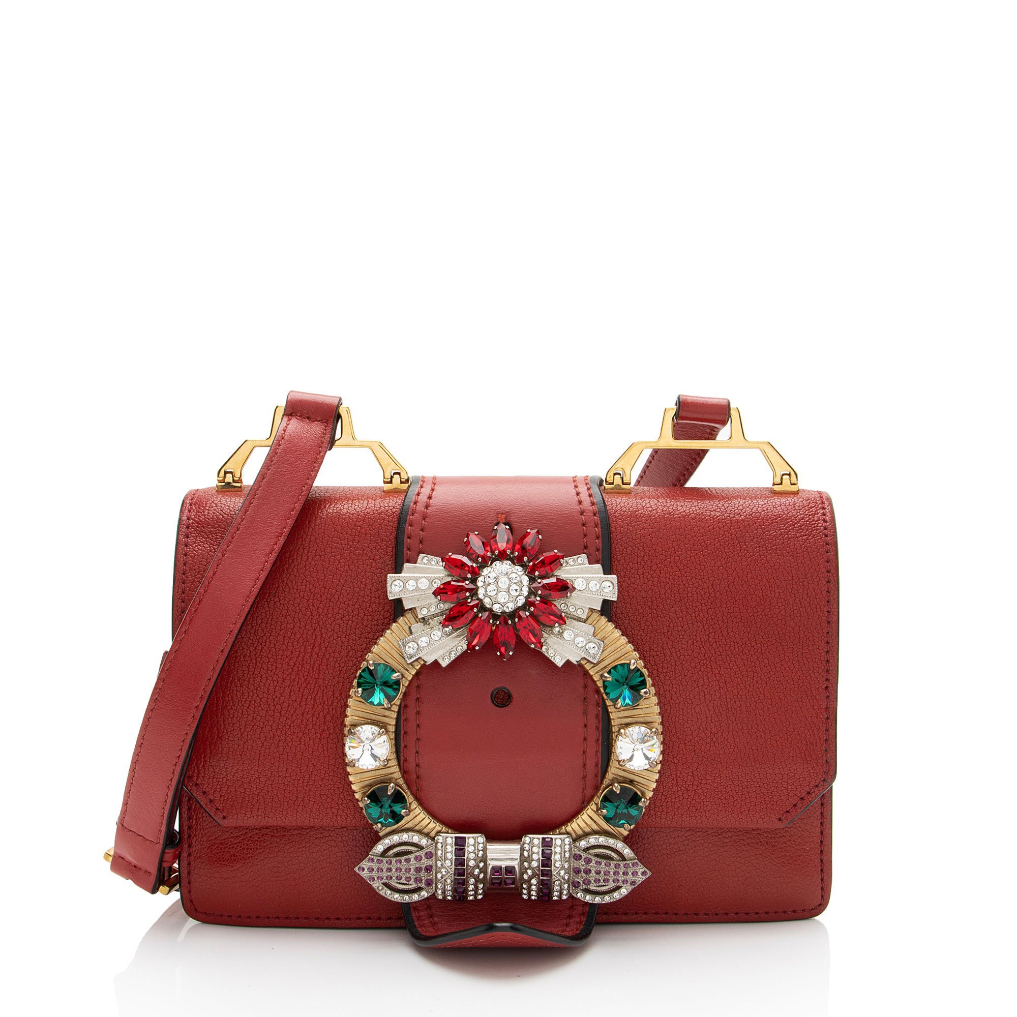 Madras leather crossbody bag
