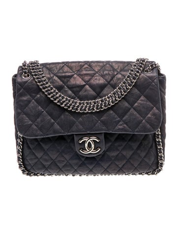 Quilted Chain Around Maxi Flap Bag