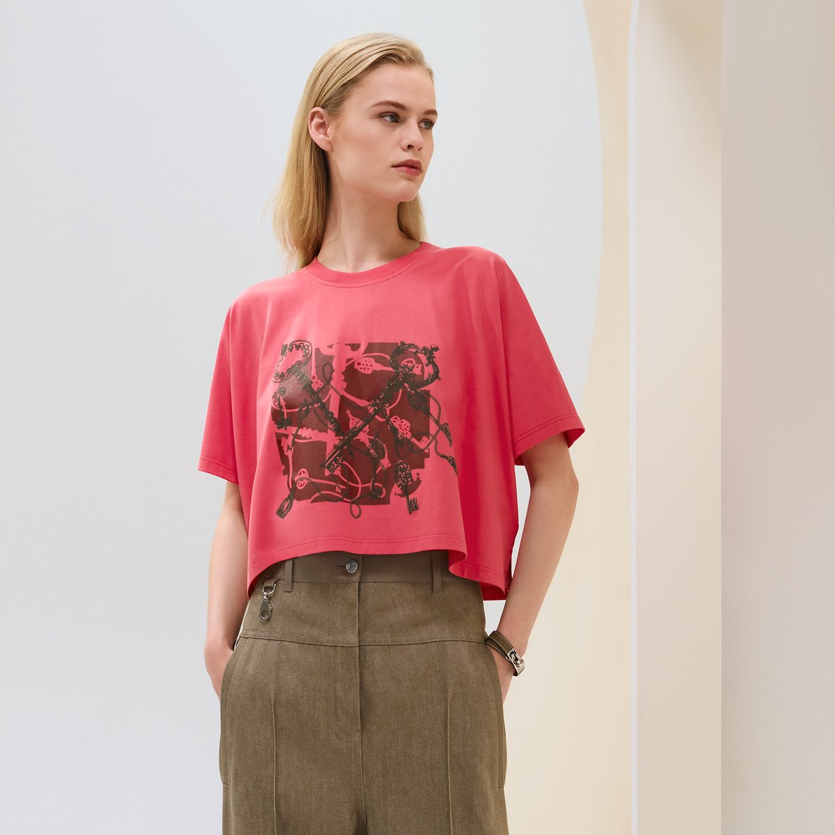 "Les Clefs" cropped t-shirt