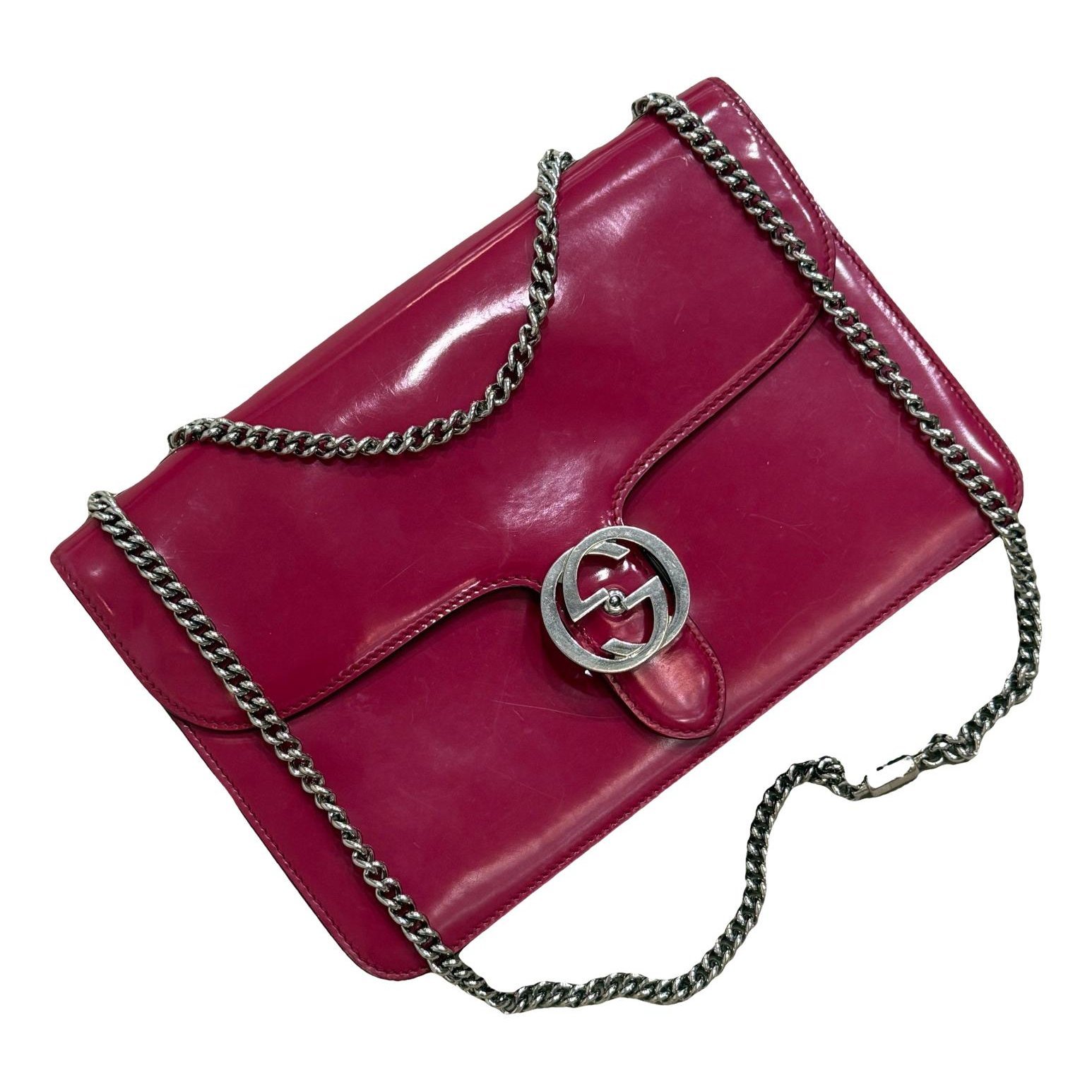 Interlocking patent leather handbag