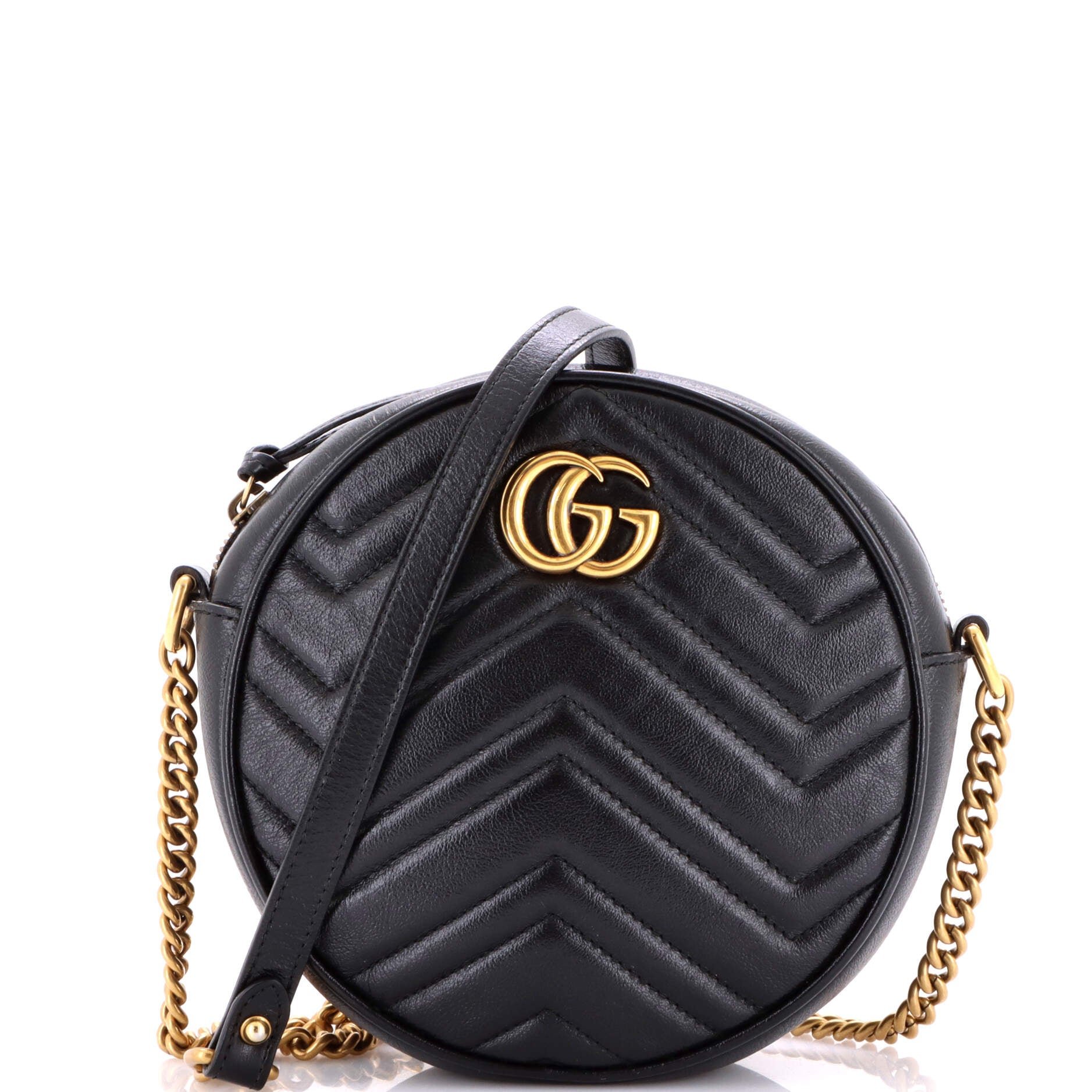 Gucci GG Marmont Round Shoulder Bag Matelasse Leather Mini
