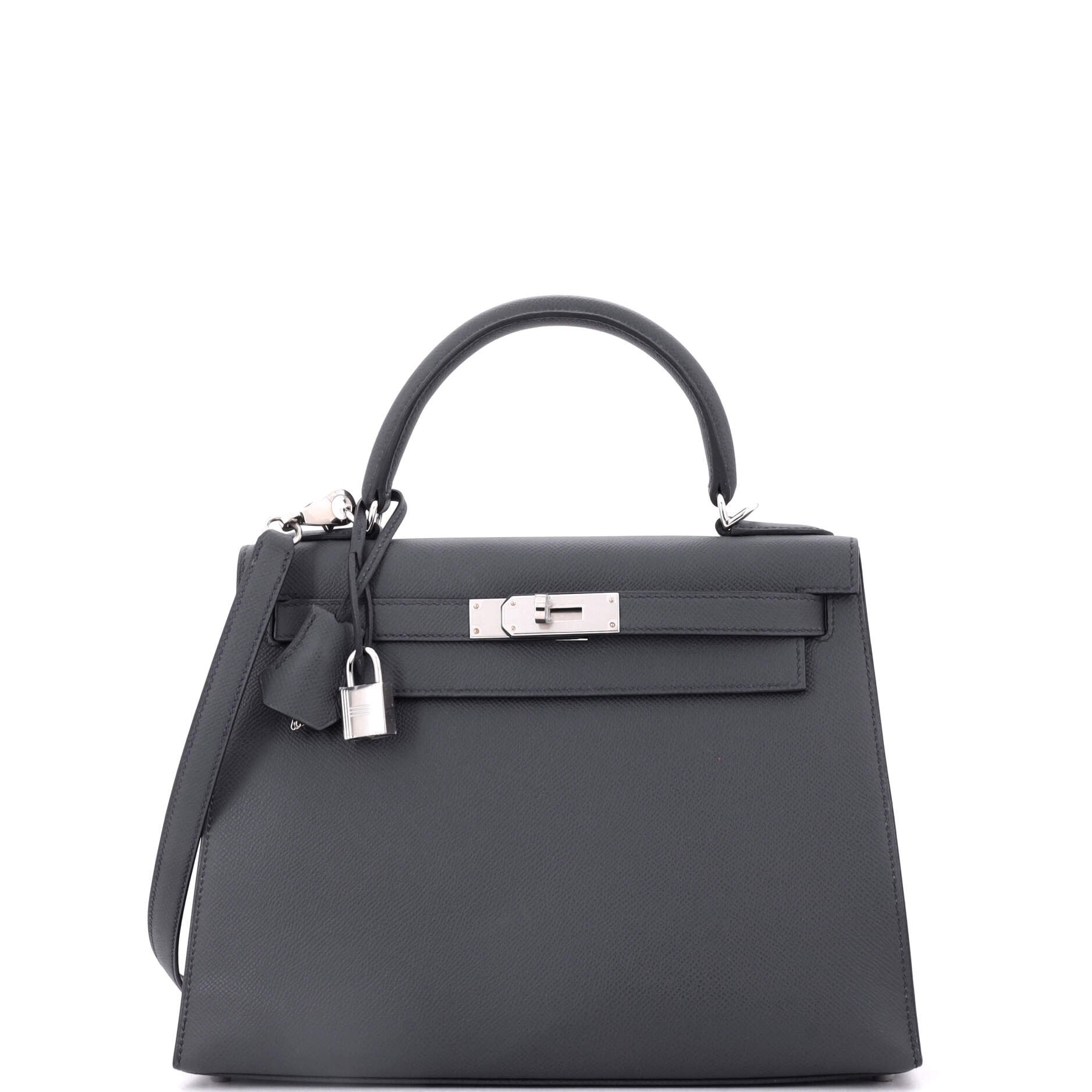 Hermes Kelly Handbag Grey Epsom with Palladium Hardware 28