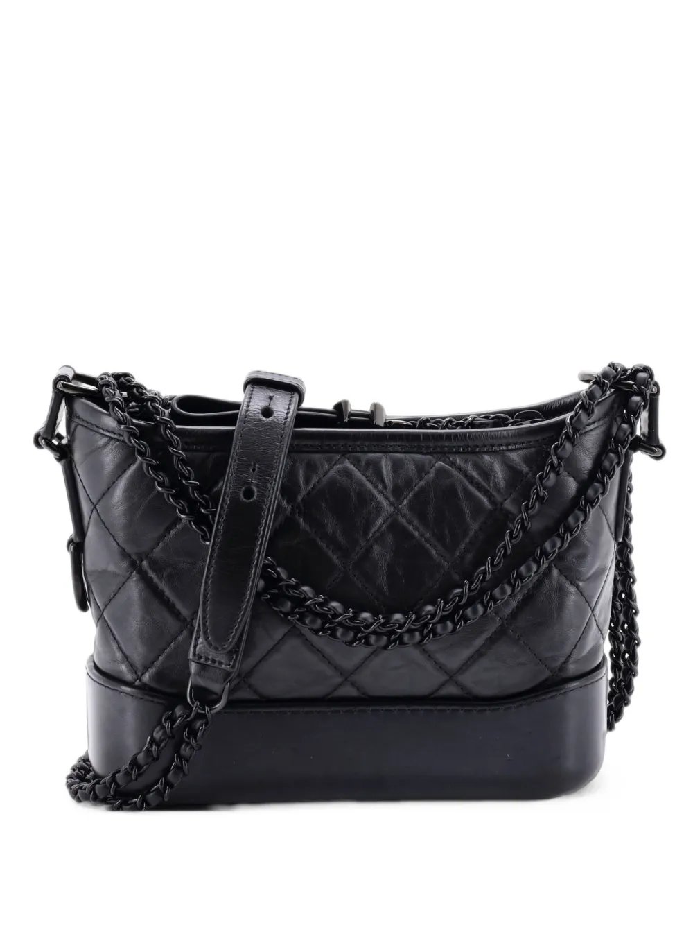 So Black Gabrielle Quilted Aged Calfskin Small hobo bag