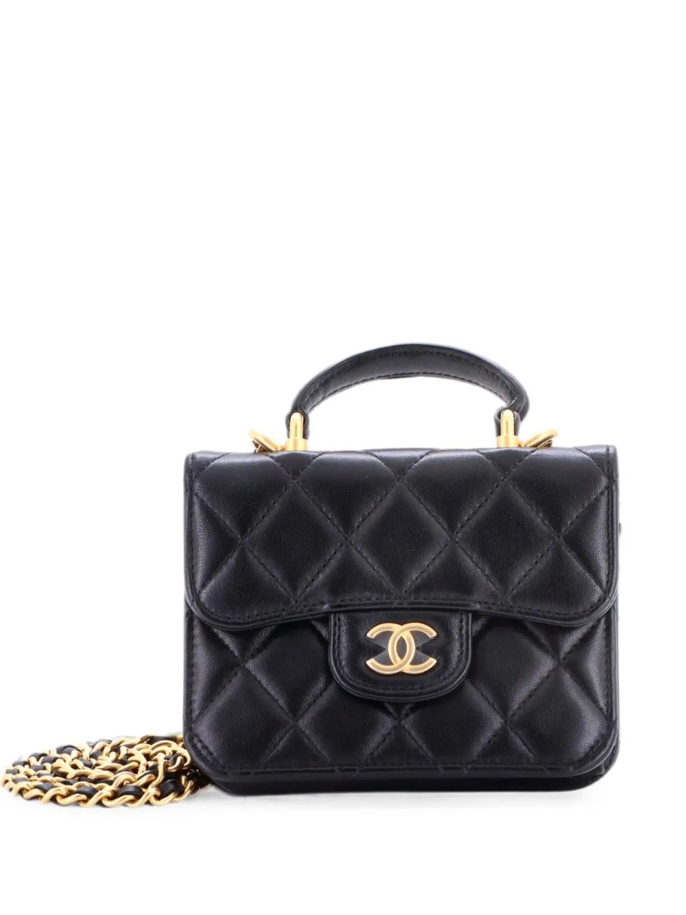 Top Handle Flap Coin Purse with Chain Quilted Lambskin crossbody bag