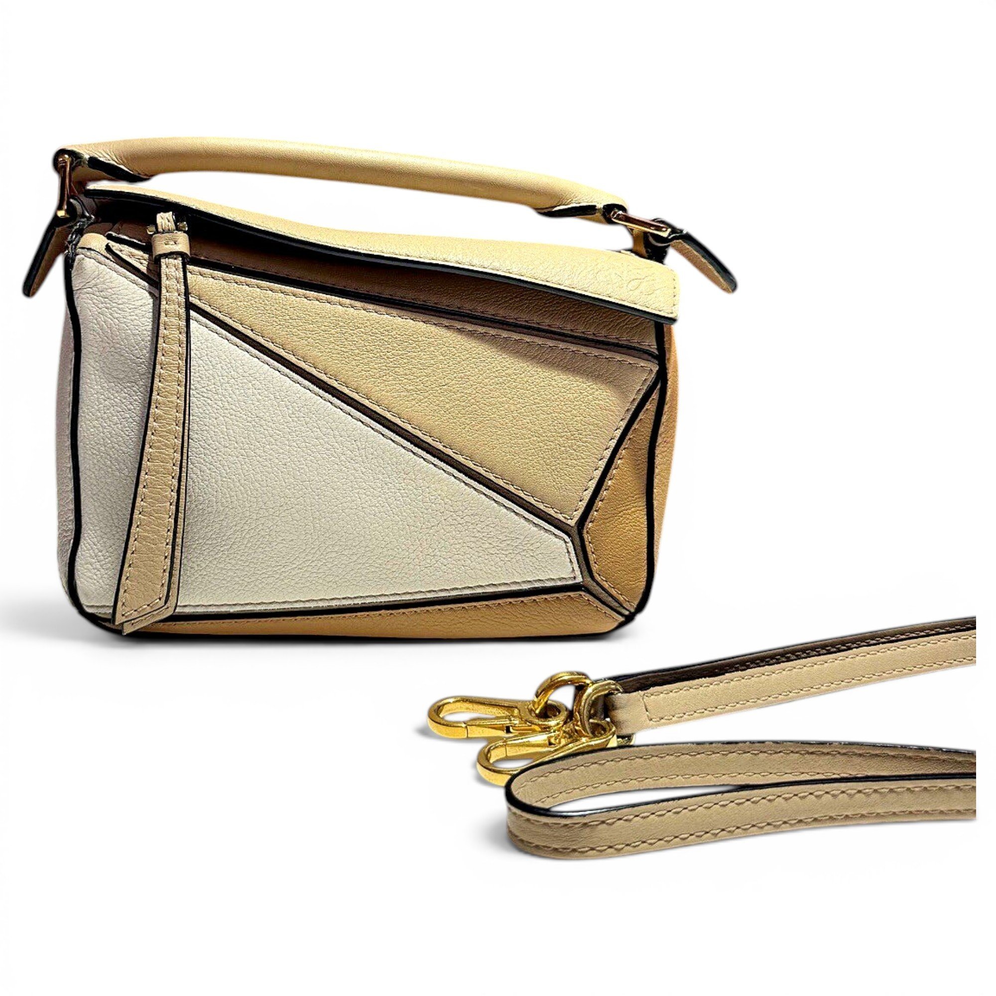 Puzzle leather handbag