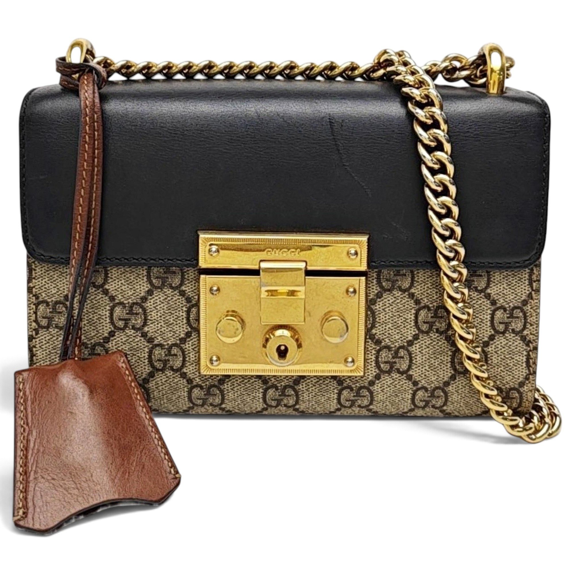 Padlock leather handbag
