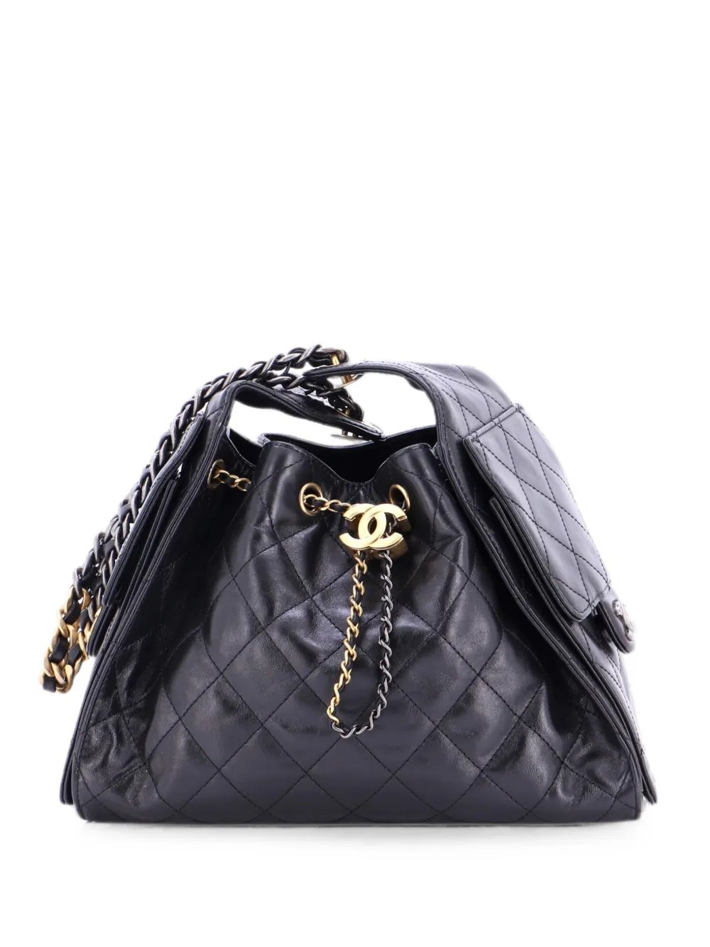 25 Quilted Shiny Crumpled Calfskin Small hobo bag