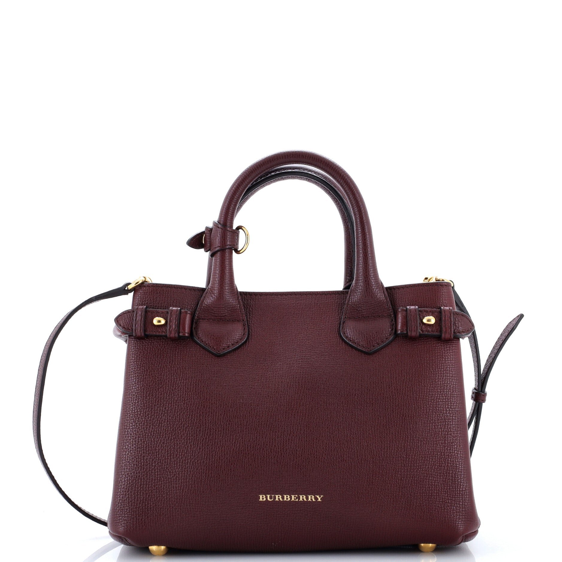 Banner Tote Leather and House Check Canvas Small