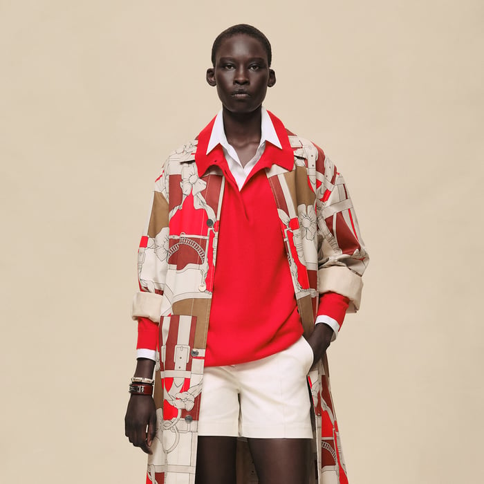 Beige Amande "Grand Manege" Long Trench Coat