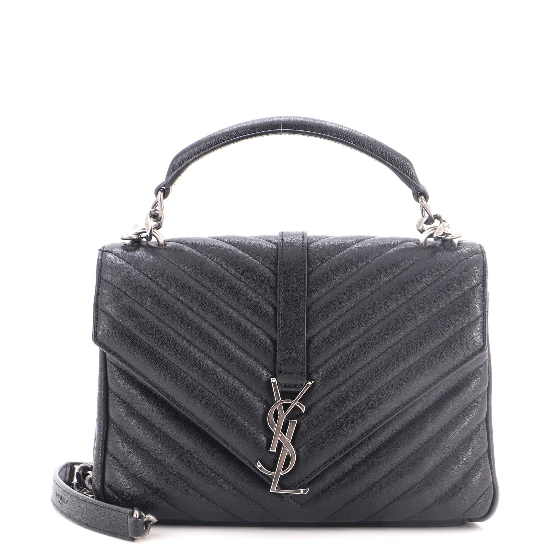 Classic Monogram College Bag Matelasse Chevron Leather Medium