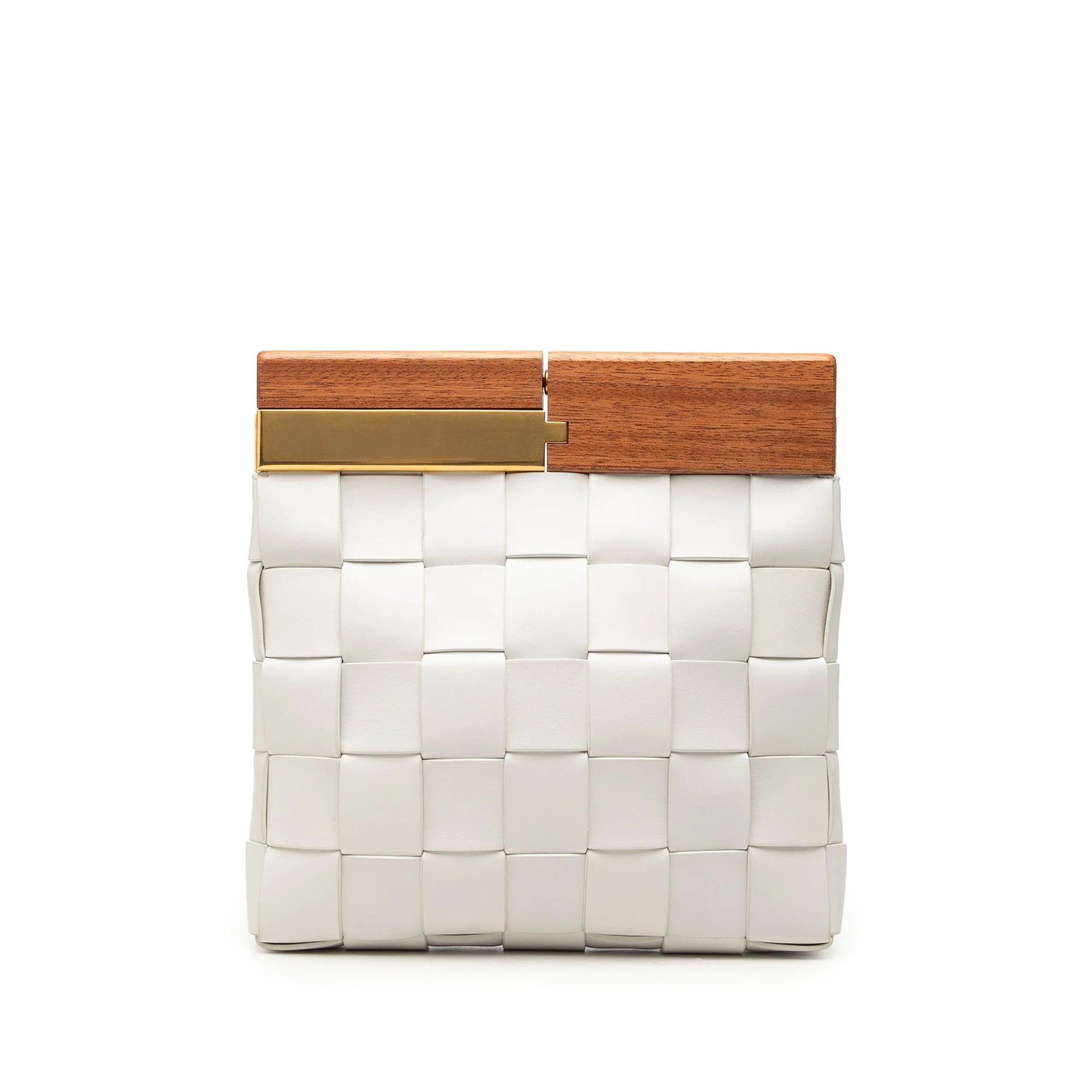 Snap leather clutch bag