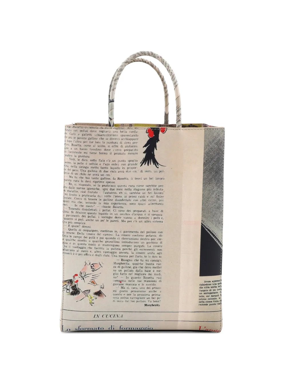Bottega Veneta The Newspaper Shopper Printed Leather Small tote bag
