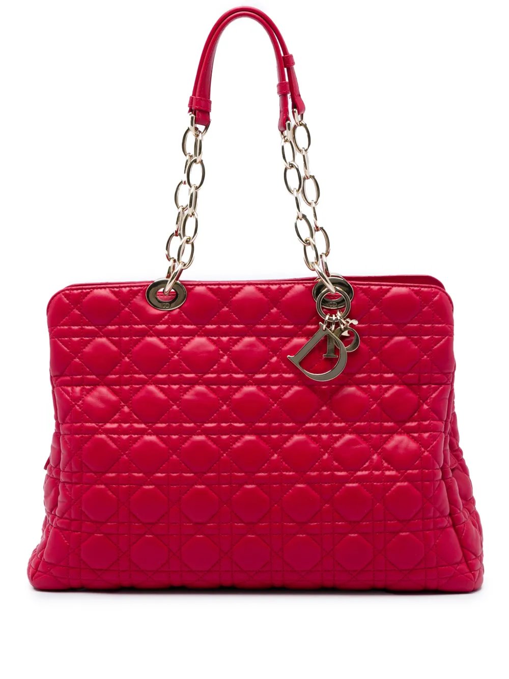 2014 Large Lambskin Cannage Soft Zipped Lady Dior Shopping tote bag