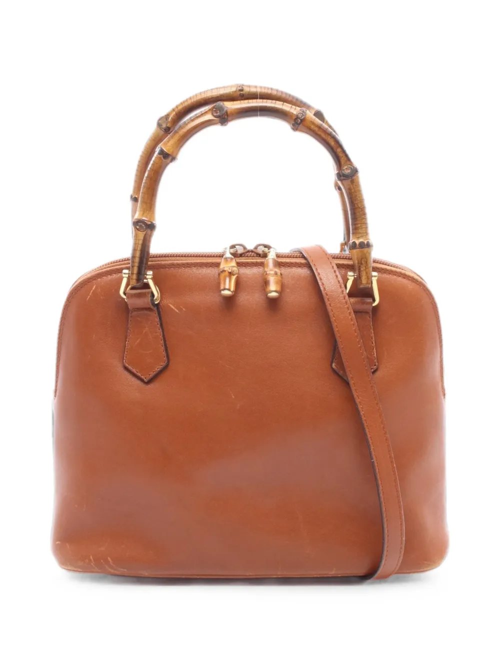 2000s Bamboo-handle leather tote bag