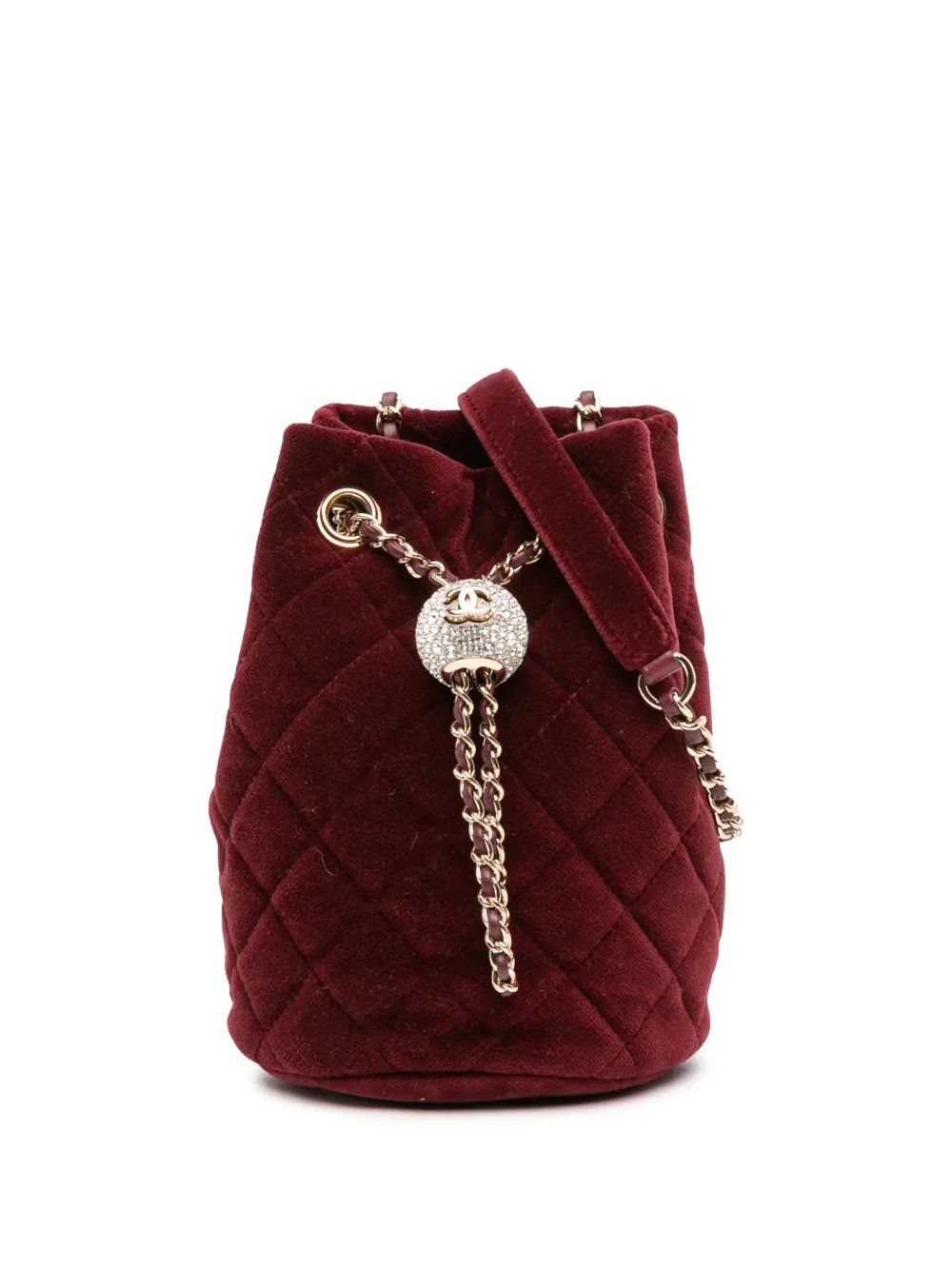 2020 Mini Velvet Crystal Pearl Crush bucket bag