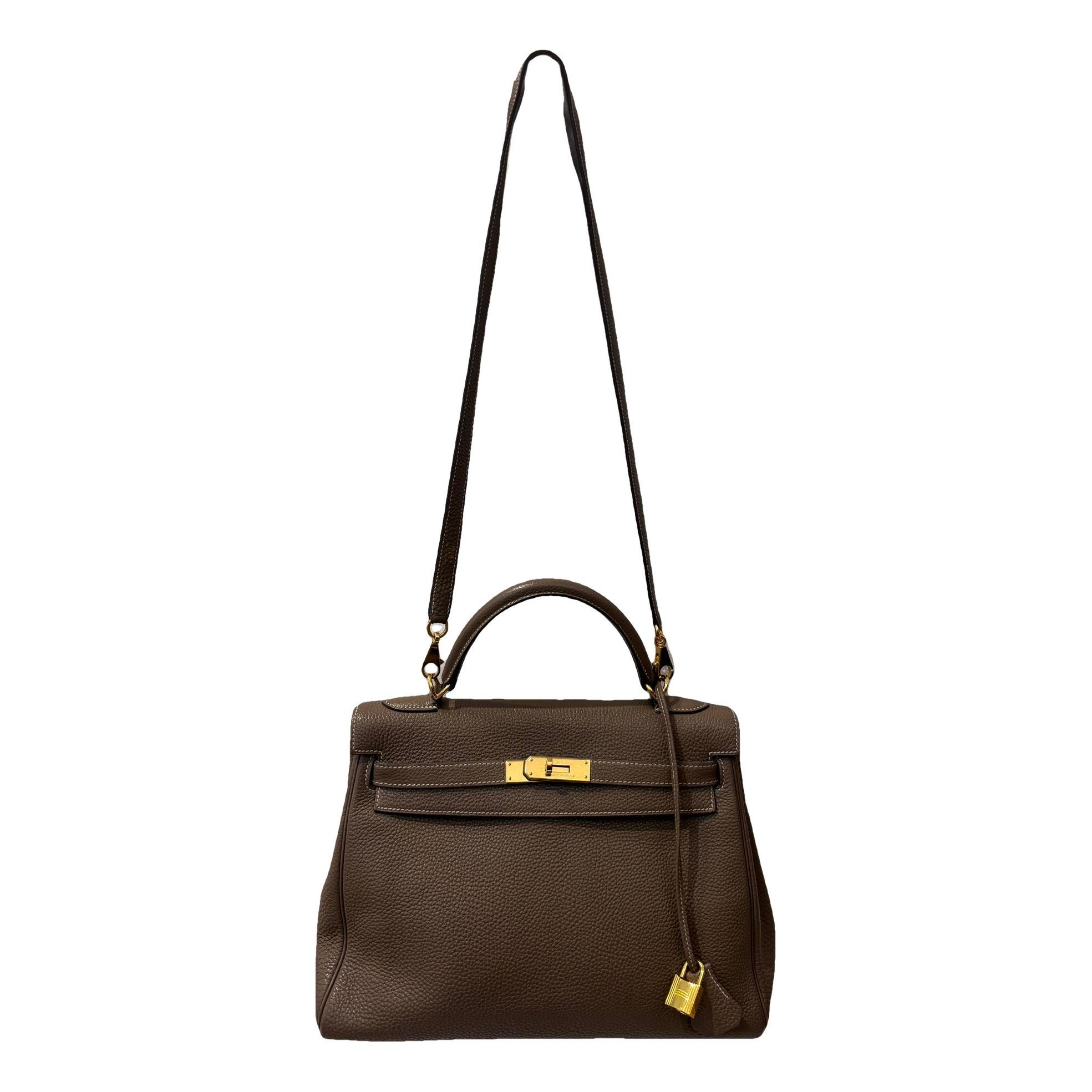 Hermes Kelly 32 Handbag Etoupe Togo Leather