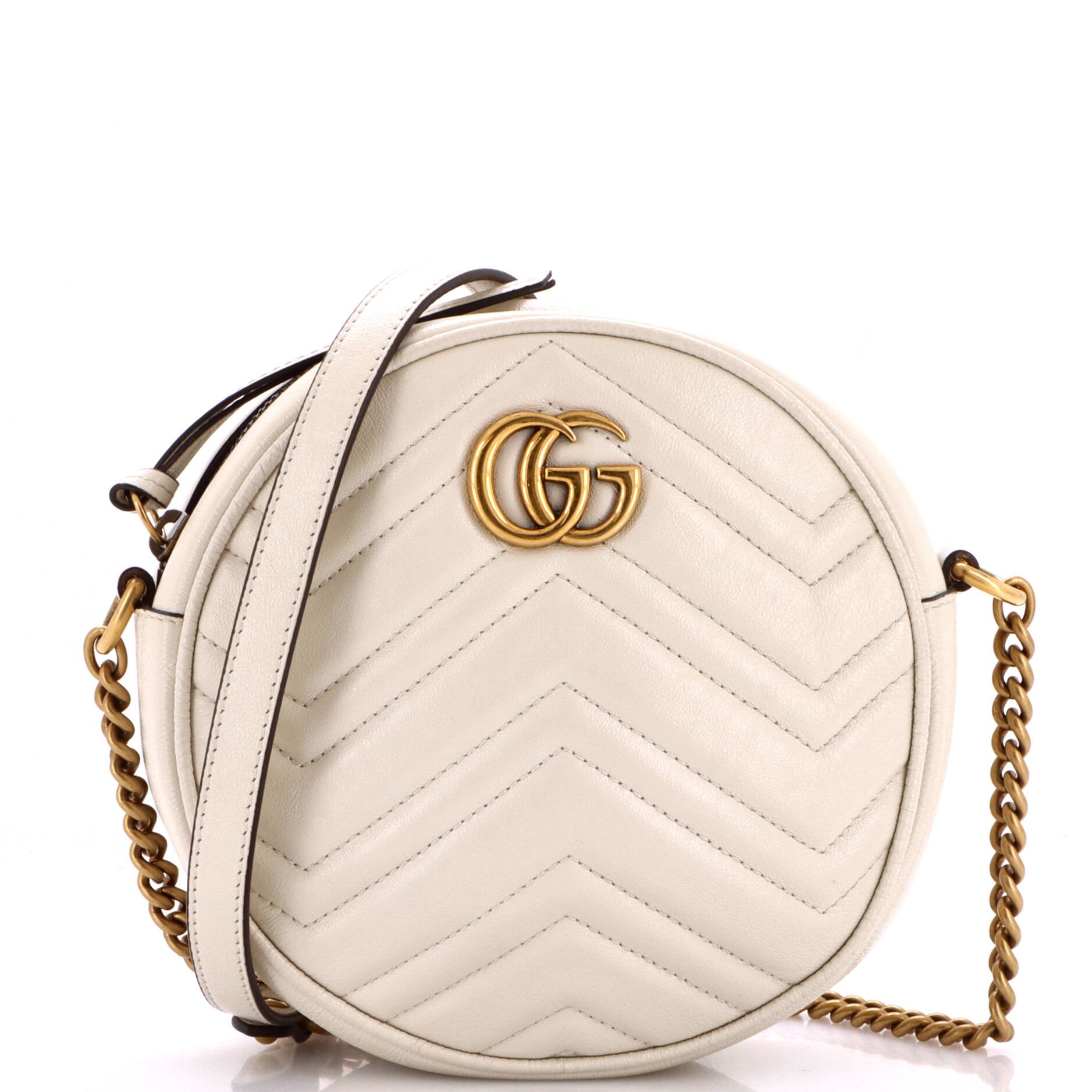 GG Marmont Round Shoulder Bag Matelasse Leather Mini