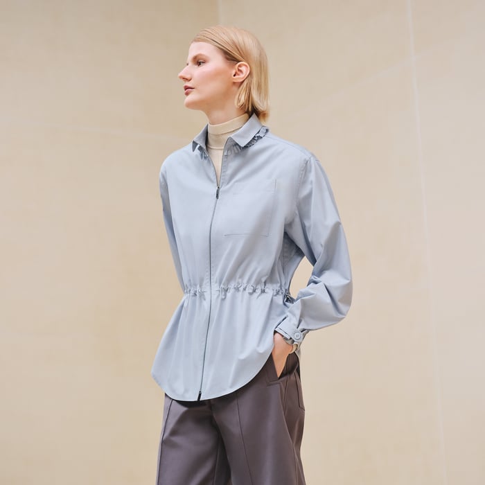 Bleu Givre Drawstring Overshirt