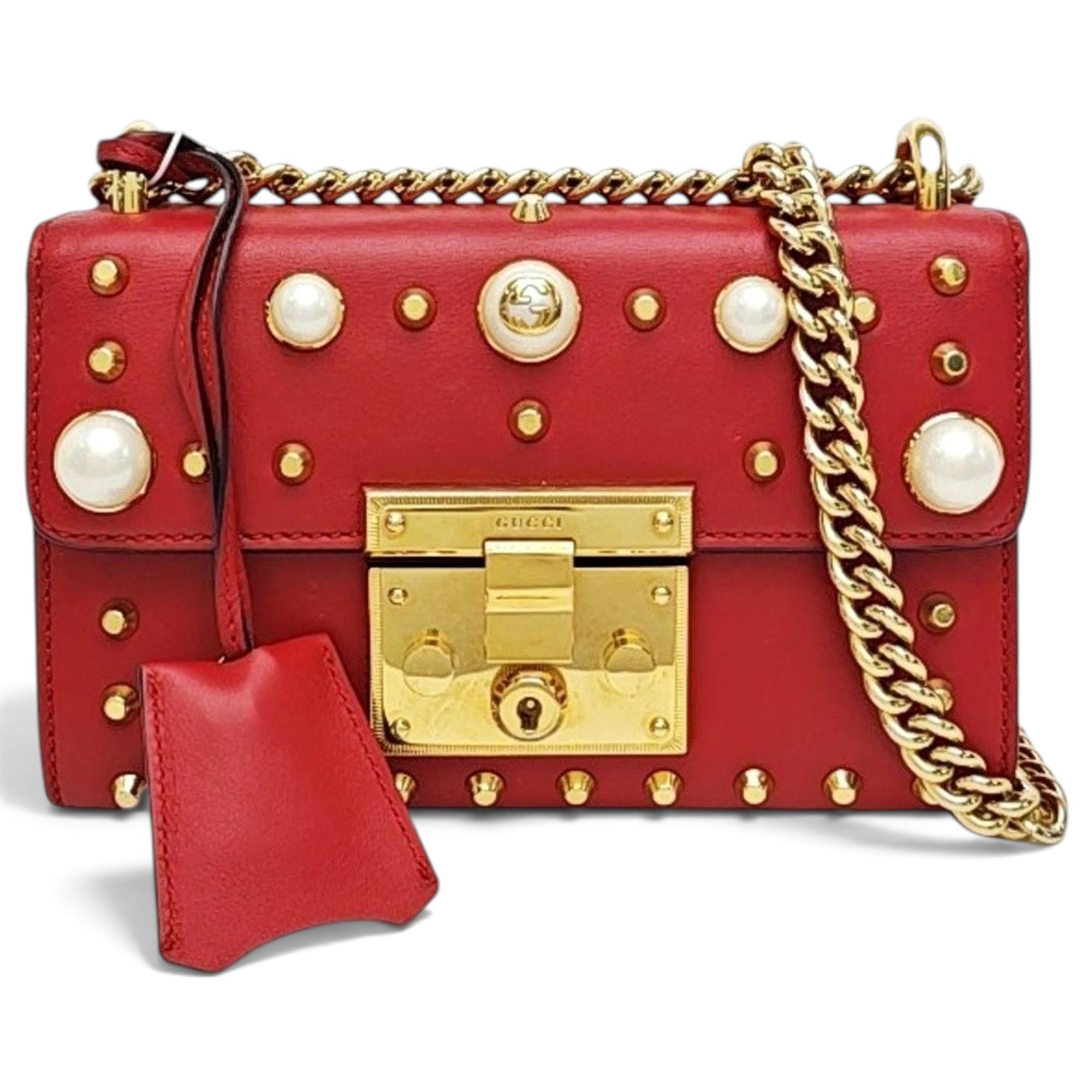 Padlock leather handbag